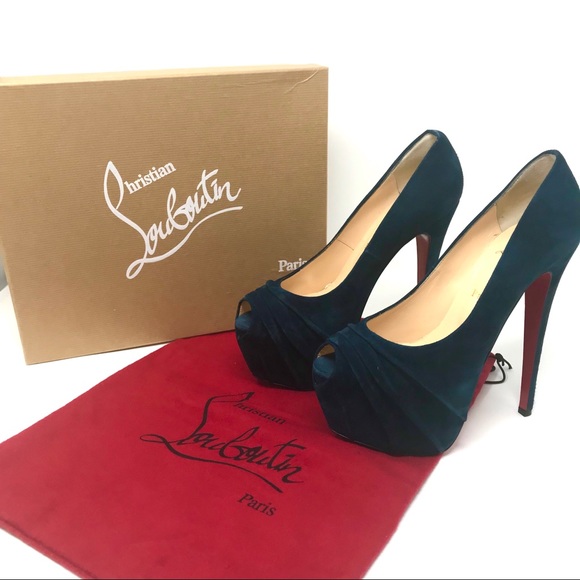 Christian Louboutin Drapesse Suede Platform Heels - Picture 7 of 8